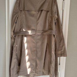 j,jill Lightweight Coat L 100% Cotton  Neutral Taupe/Khaki Color Double Breasted